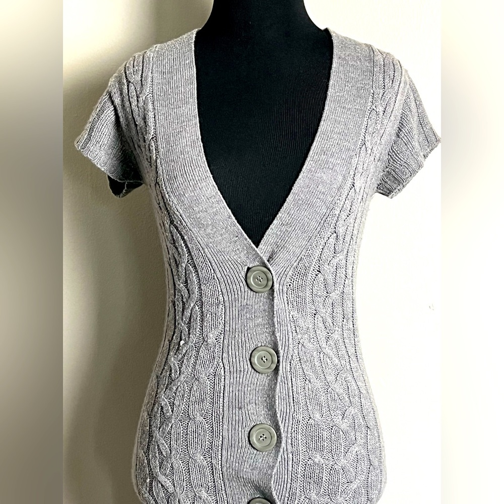 Gray short sleeve button up sweater/dress
